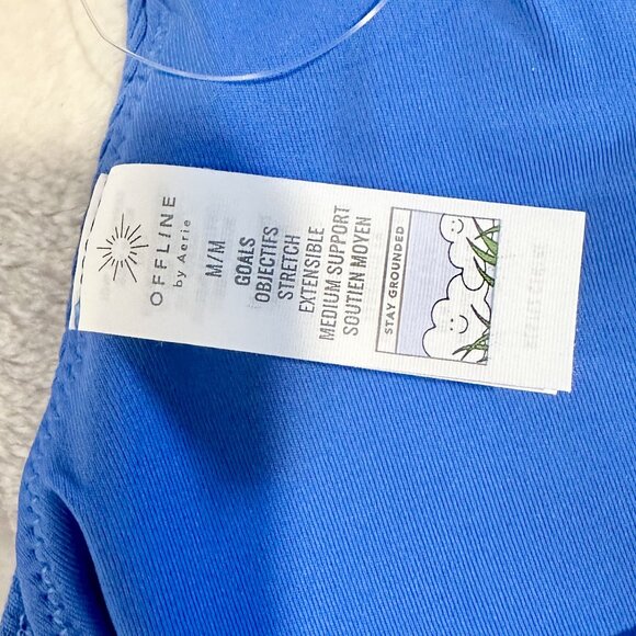 NWT Offline by Aerie Goals Blue Ribbed Padded Sports Bra - Size: Medium - Picture 3 of 8